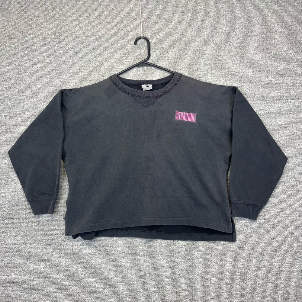 vintage 90s Womens‎ nike cross training faded black Cropped Crewneck Sweatshirt